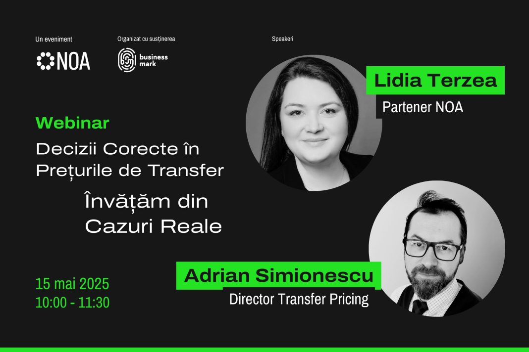 „Decizii corecte în prețurile de transfer: învățăm din cazuri reale” – webinar gratuit pentru profesioniștii financiari, 15 mai 2025 „Decizii corecte în prețurile de transfer: învățăm din cazuri reale” – webinar gratuit pentru profesioniștii financiari, 15 mai 2025